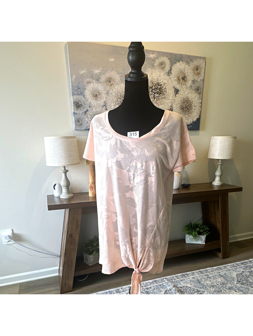 Xersion Pink Camo Knit Stretch Scoop Neck Tie Front T-Shirt Dress M